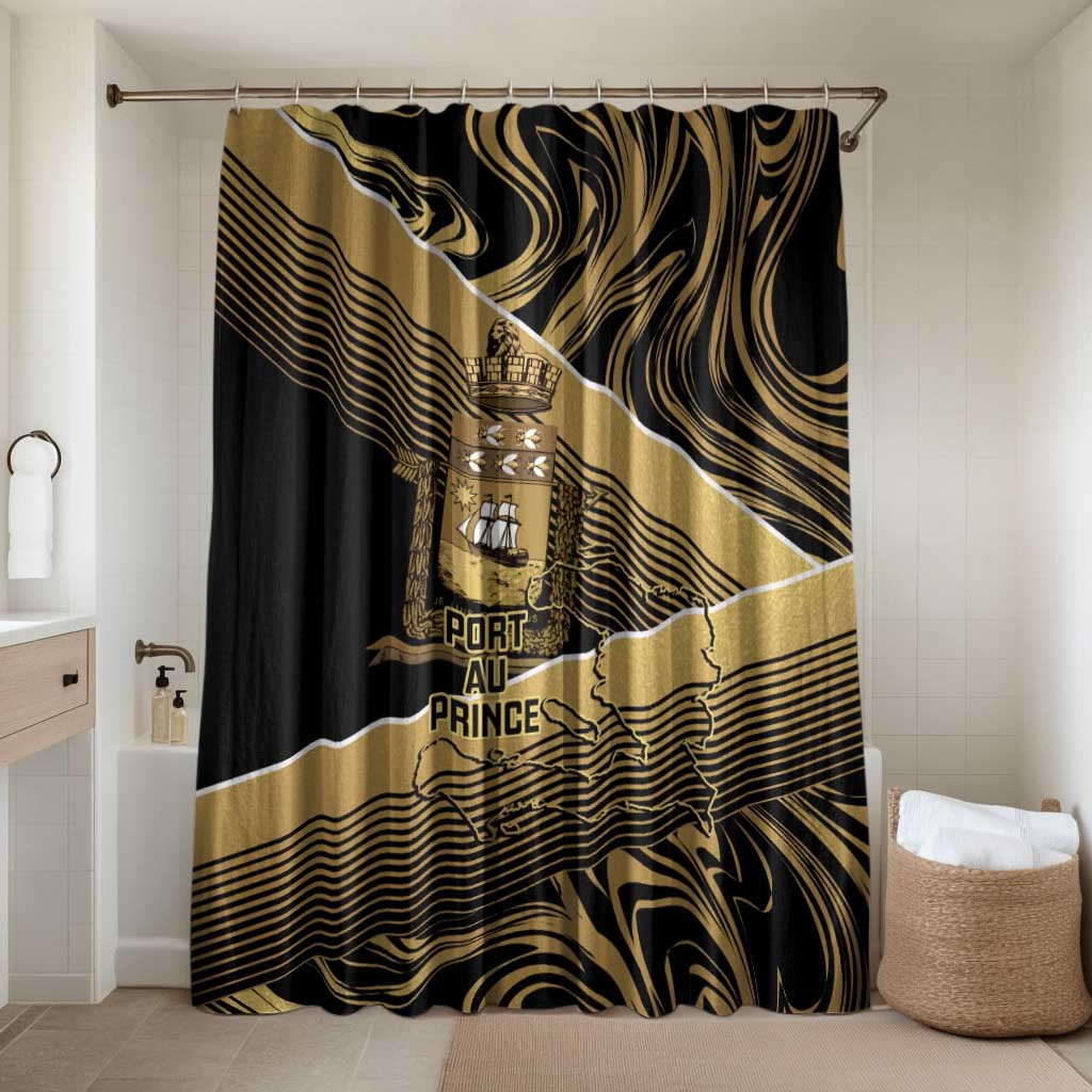 Port-au-Prince Afro-Haitians Bathroom Set Ayiti Map Pòtoprens Gold Color - African Pride