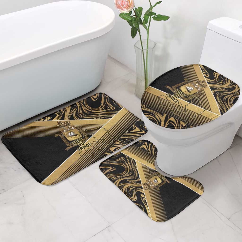 Port-au-Prince Afro-Haitians Bathroom Set Ayiti Map Pòtoprens Gold Color - African Pride