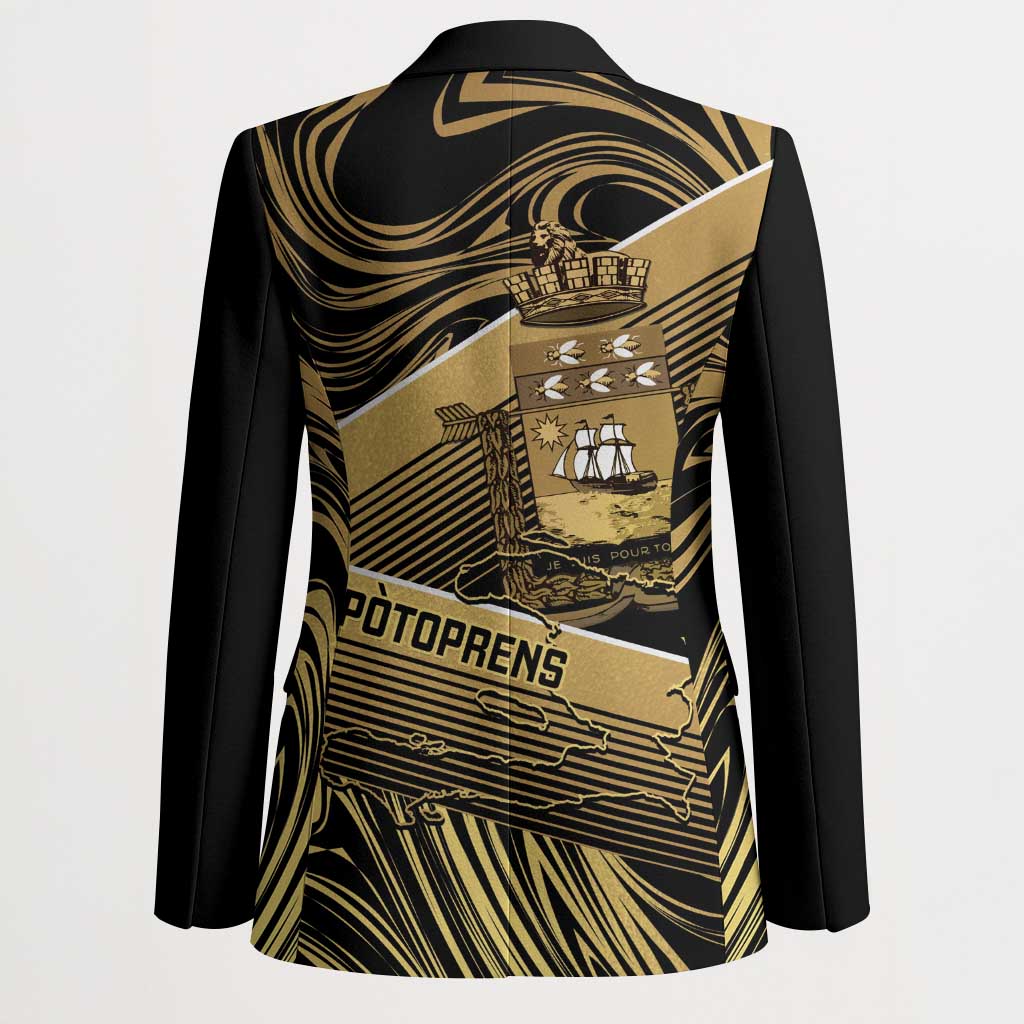 Port-au-Prince Afro-Haitians Blazer Ayiti Map Pòtoprens Gold Color - African Pride
