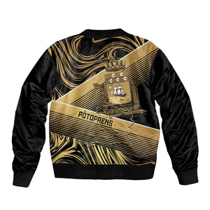 Port-au-Prince Afro-Haitians Bomber Jacket Ayiti Map Pòtoprens Gold Color - African Pride