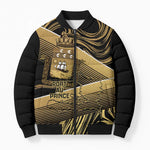 Port-au-Prince Afro-Haitians Bomber Puffer Jacket Ayiti Map Pòtoprens Gold Color - African Pride
