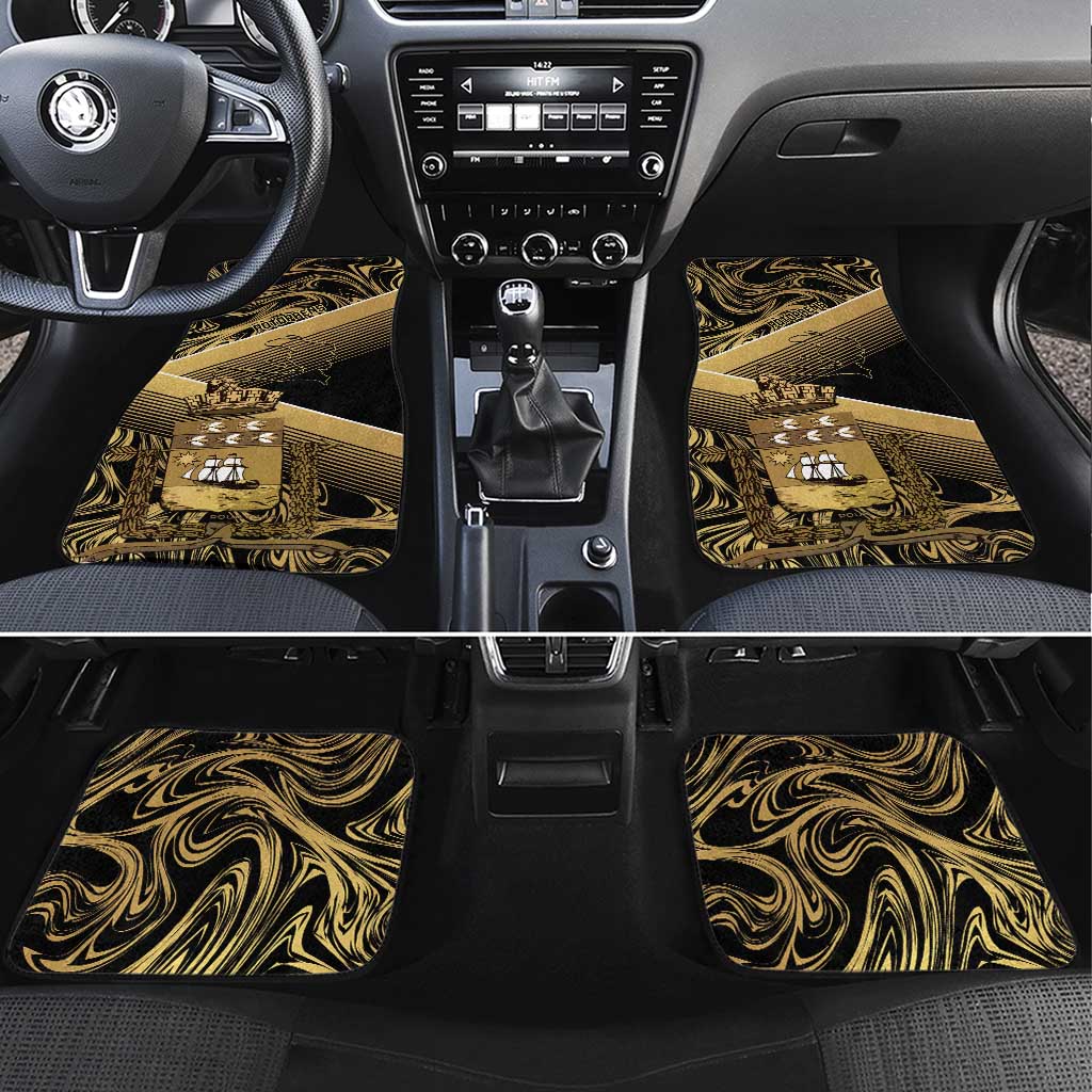 Port-au-Prince Afro-Haitians Car Mats Ayiti Map Pòtoprens Gold Color - African Pride