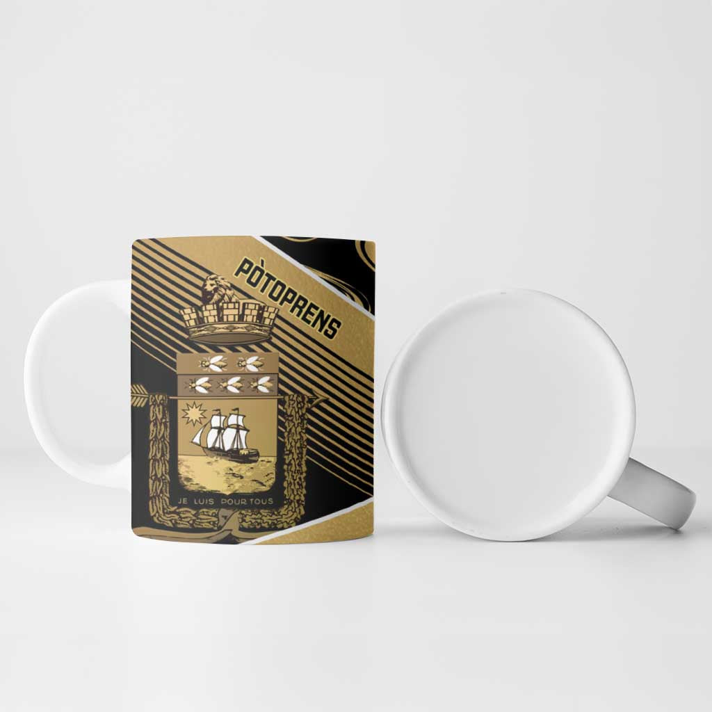 Port-au-Prince Afro-Haitians Ceramic Mug Ayiti Map Pòtoprens Gold Color - African Pride