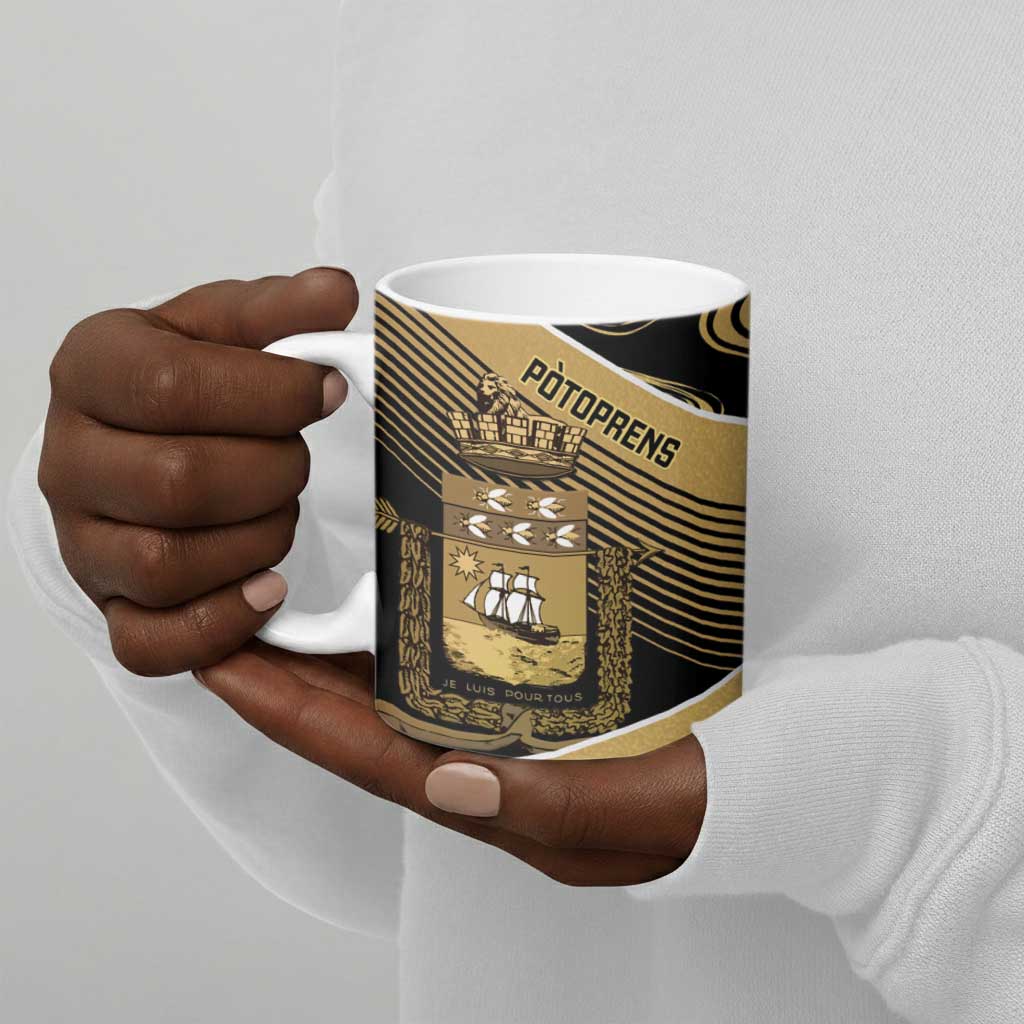 Port-au-Prince Afro-Haitians Ceramic Mug Ayiti Map Pòtoprens Gold Color - African Pride