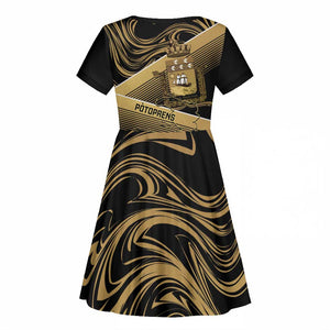 Port-au-Prince Afro-Haitians Kid Short Sleeve Dress Ayiti Map Pòtoprens Gold Color LT14