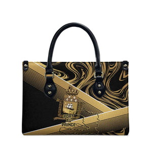 Port-au-Prince Afro-Haitians Leather Bag Ayiti Map Pòtoprens Gold Color - African Pride