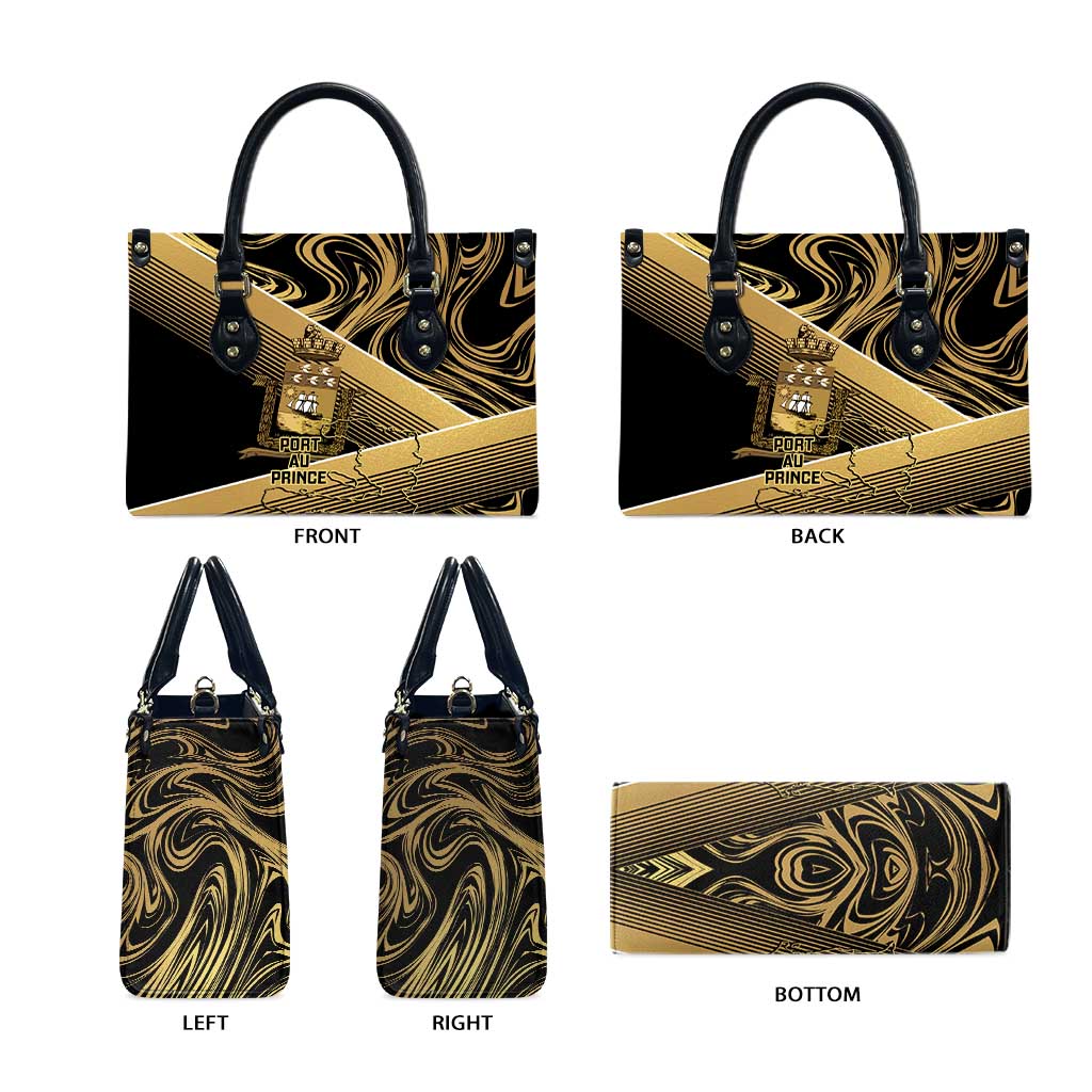 Port-au-Prince Afro-Haitians Leather Bag Ayiti Map Pòtoprens Gold Color - African Pride