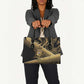 Port-au-Prince Afro-Haitians Leather Bag Ayiti Map Pòtoprens Gold Color - African Pride