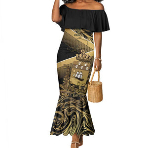 Port-au-Prince Afro-Haitians Mermaid Dress Ayiti Map Pòtoprens Gold Color LT14