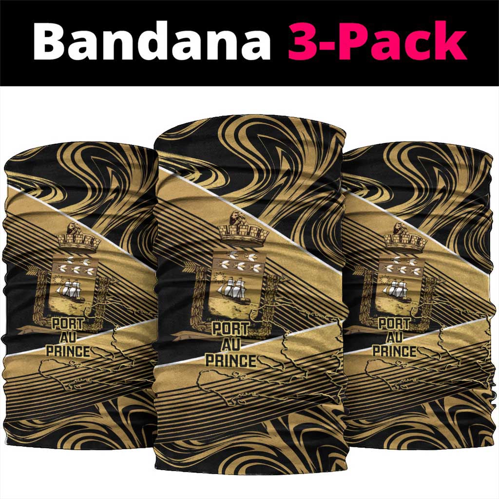 Port-au-Prince Afro-Haitians Neck Gaiter Ayiti Map Pòtoprens Gold Color - African Pride