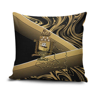 Port-au-Prince Afro-Haitians Pillow Cover Ayiti Map Pòtoprens Gold Color - African Pride