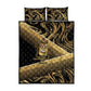 Port-au-Prince Afro-Haitians Quilt Bed Set Ayiti Map Pòtoprens Gold Color - African Pride