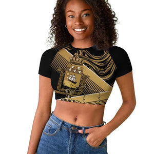 Port-au-Prince Afro-Haitians Raglan Cropped T shirt Ayiti Map Pòtoprens Gold Color LT14