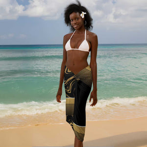 Port-au-Prince Afro-Haitians Sarong Ayiti Map Pòtoprens Gold Color - African Pride