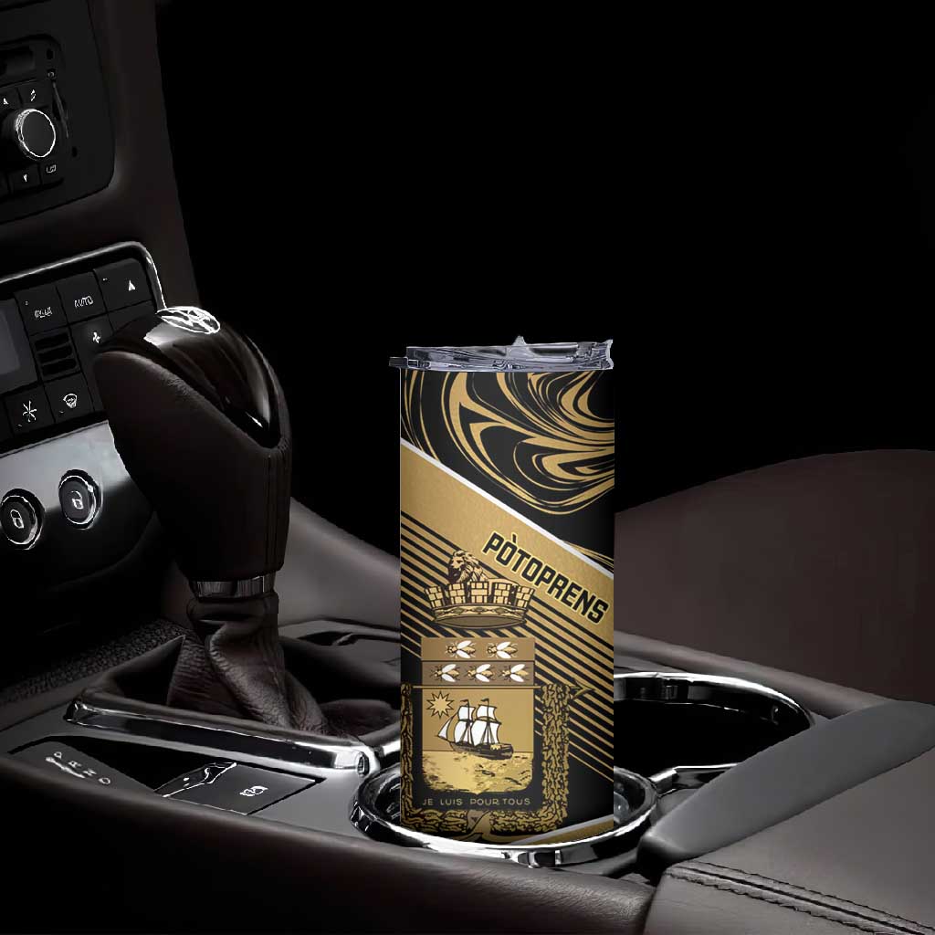 Port-au-Prince Afro-Haitians Skinny Tumbler Ayiti Map Pòtoprens Gold Color - African Pride