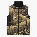 Port-au-Prince Afro-Haitians Sleeveless Puffer Jacket Ayiti Map Pòtoprens Gold Color - African Pride
