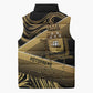 Port-au-Prince Afro-Haitians Sleeveless Puffer Jacket Ayiti Map Pòtoprens Gold Color - African Pride