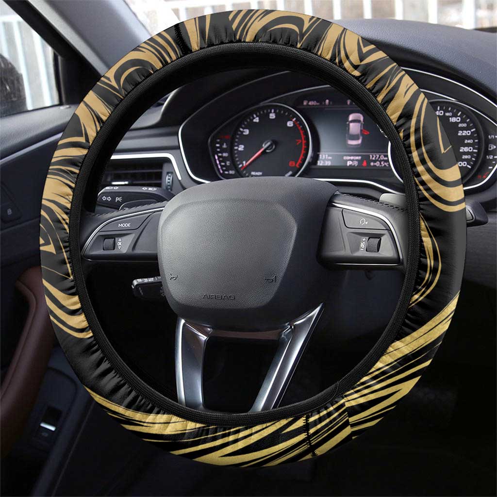 Port-au-Prince Afro-Haitians Steering Wheel Cover Ayiti Map Pòtoprens Gold Color - African Pride