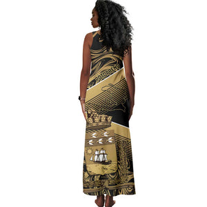 Port-au-Prince Afro-Haitians Tank Maxi Dress Ayiti Map Pòtoprens Gold Color - African Pride