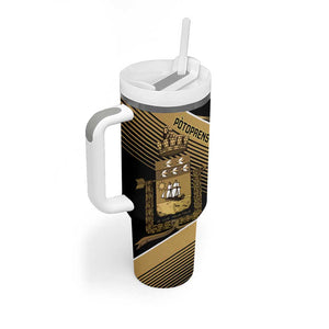 Port-au-Prince Afro-Haitians Tumbler With Handle Ayiti Map Pòtoprens Gold Color - African Pride