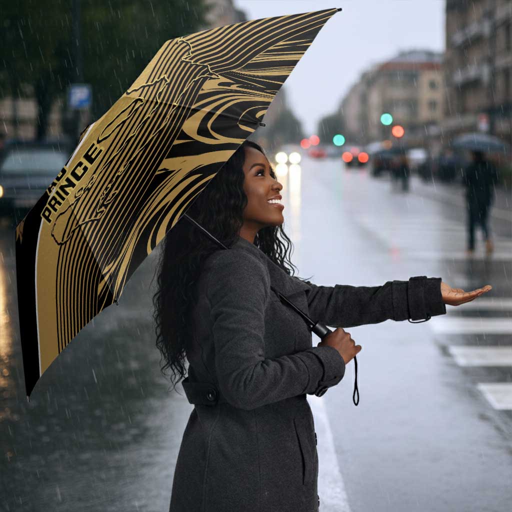 Port-au-Prince Afro-Haitians Umbrella Ayiti Map Pòtoprens Gold Color - African Pride