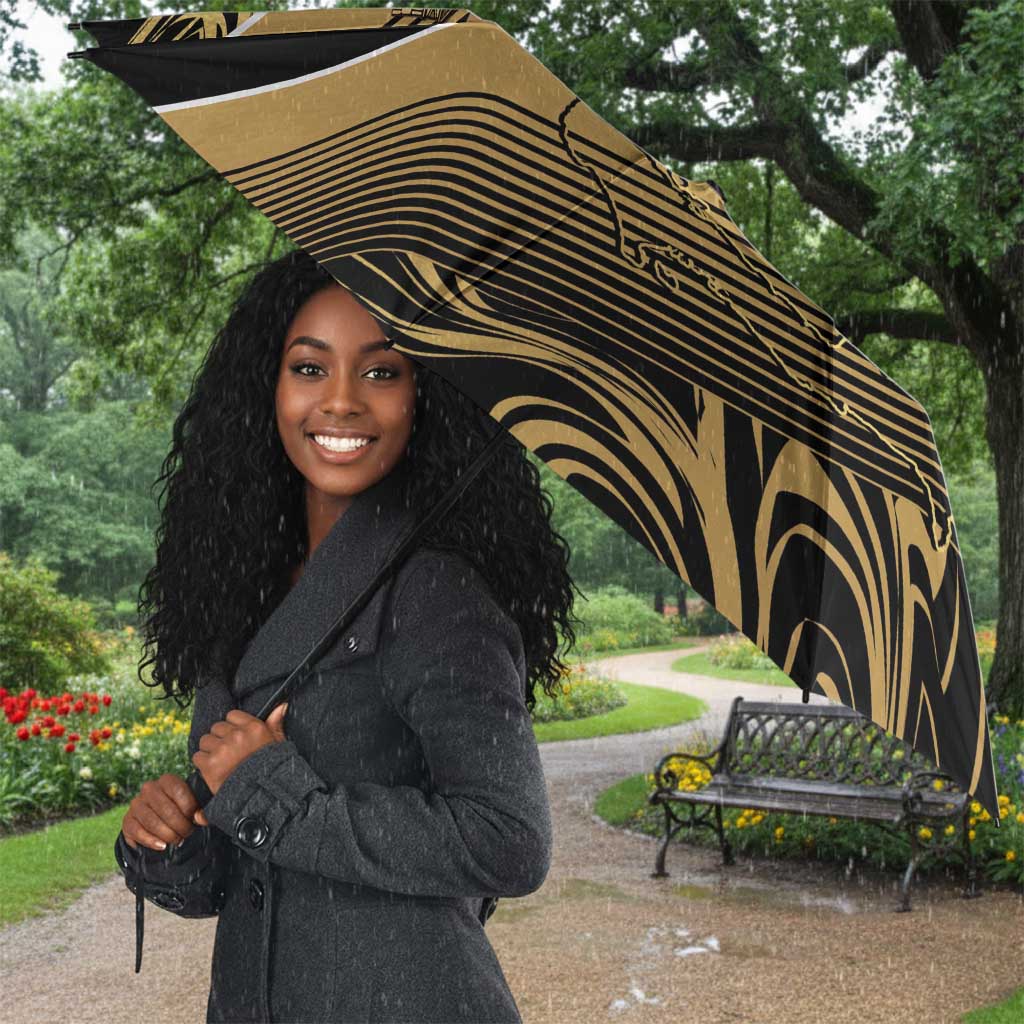 Port-au-Prince Afro-Haitians Umbrella Ayiti Map Pòtoprens Gold Color - African Pride