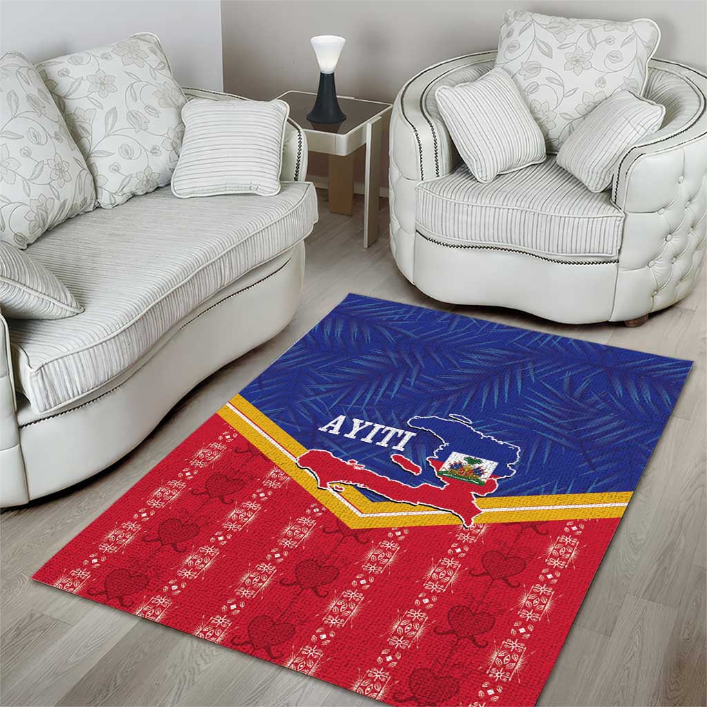 Afro-Haitians Area Rug Proud Ayiti Veve Vodou Royal Palm Leaves - African Pride