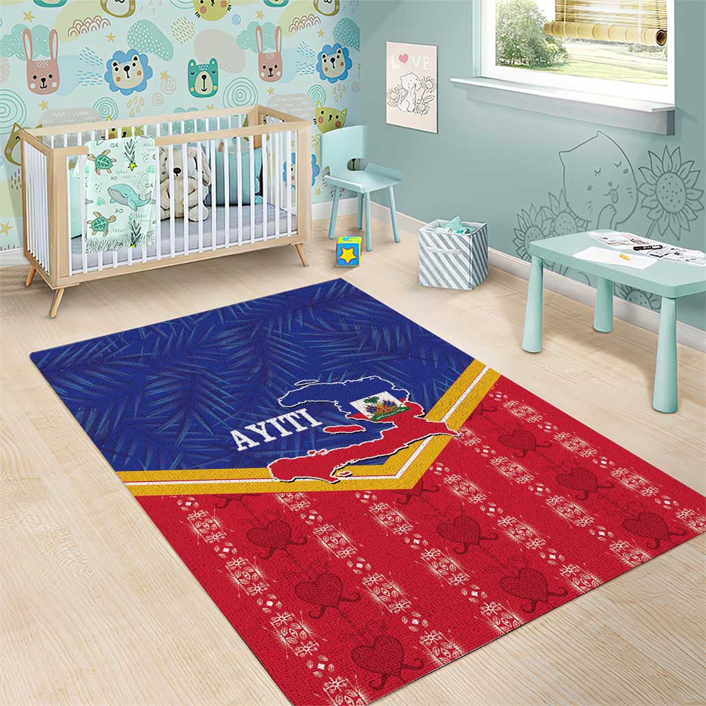 Afro-Haitians Area Rug Proud Ayiti Veve Vodou Royal Palm Leaves - African Pride