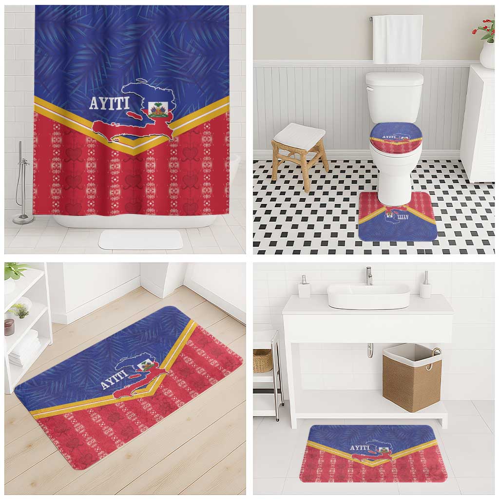 Afro-Haitians Bathroom Set Proud Ayiti Veve Vodou Royal Palm Leaves - African Pride