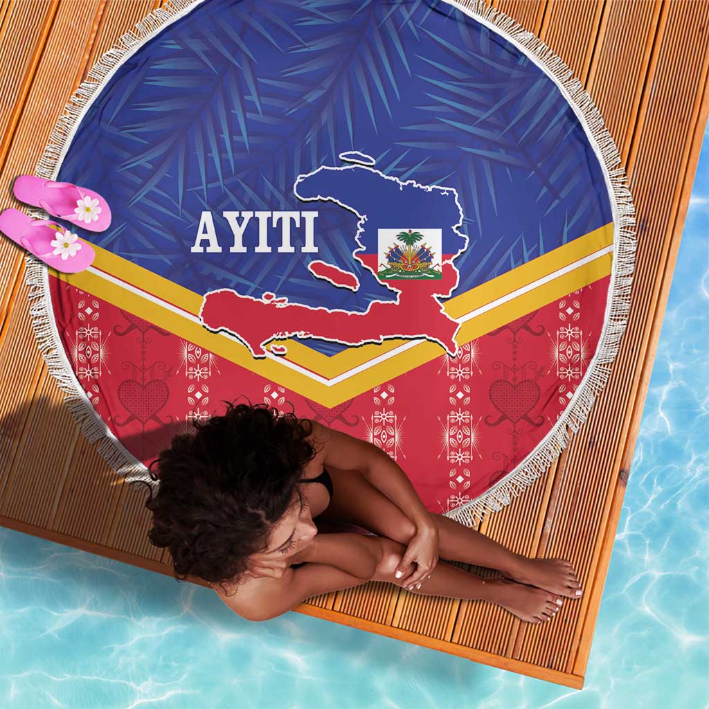 Afro-Haitians Beach Blanket Proud Ayiti Veve Vodou Royal Palm Leaves - African Pride