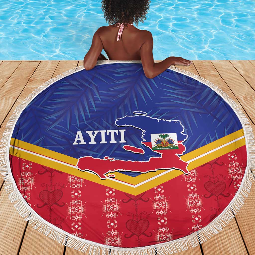 Afro-Haitians Beach Blanket Proud Ayiti Veve Vodou Royal Palm Leaves - African Pride