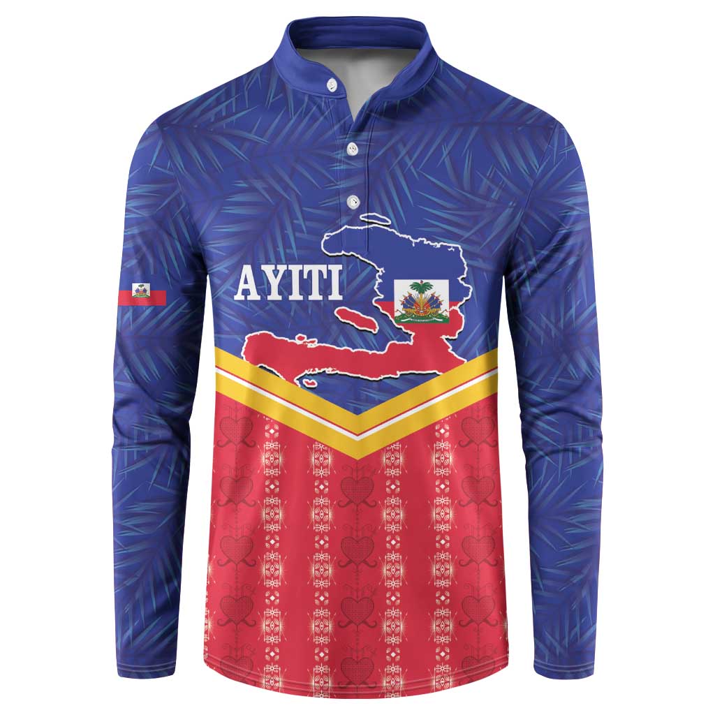 Afro-Haitians Button Sweatshirt Proud Ayiti Veve Vodou Royal Palm Leaves