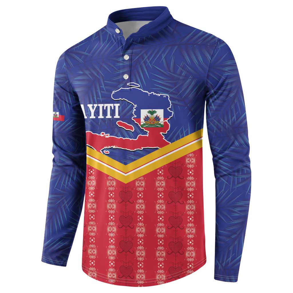 Afro-Haitians Button Sweatshirt Proud Ayiti Veve Vodou Royal Palm Leaves