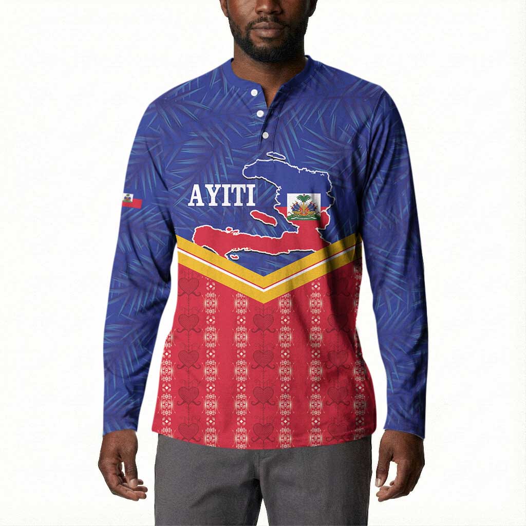 Afro-Haitians Button Sweatshirt Proud Ayiti Veve Vodou Royal Palm Leaves