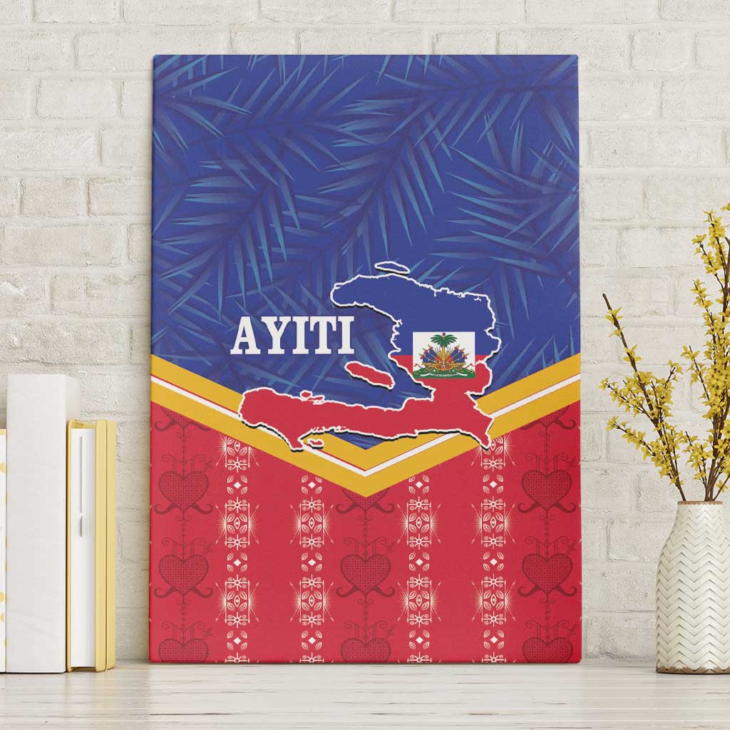 Afro-Haitians Canvas Wall Art Proud Ayiti Veve Vodou Royal Palm Leaves - African Pride