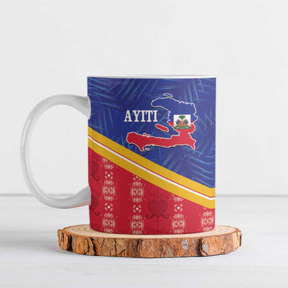 Afro-Haitians Ceramic Mug Proud Ayiti Veve Vodou Royal Palm Leaves - African Pride