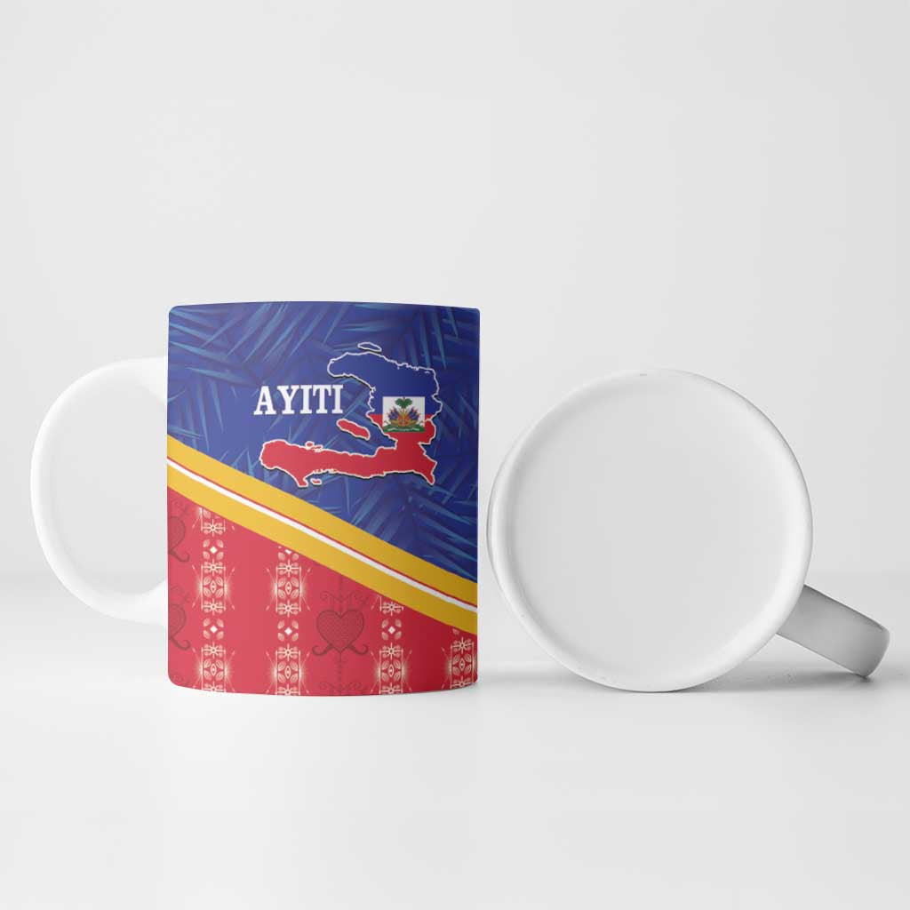 Afro-Haitians Ceramic Mug Proud Ayiti Veve Vodou Royal Palm Leaves - African Pride