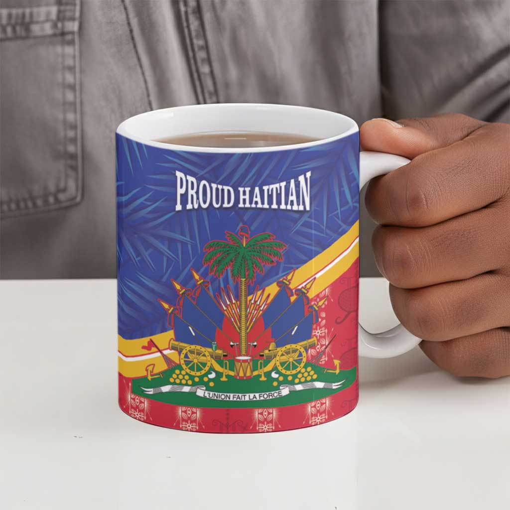 Afro-Haitians Ceramic Mug Proud Ayiti Veve Vodou Royal Palm Leaves - African Pride