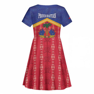 Afro-Haitians Kid Short Sleeve Dress Proud Ayiti Veve Vodou Royal Palm Leaves LT14