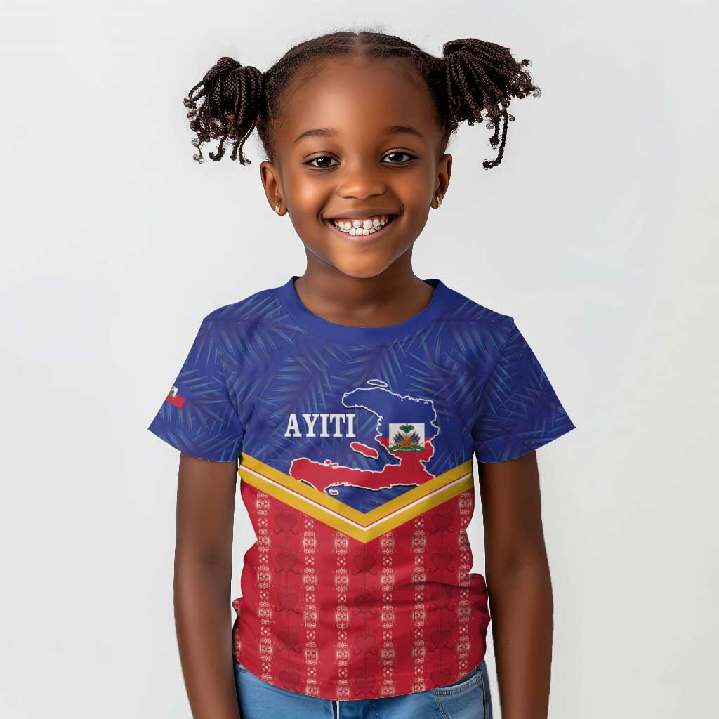 Afro-Haitians Kid T shirt Proud Ayiti Veve Vodou Royal Palm Leaves LT14
