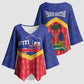 Afro-Haitians Kimono Sleeve Blouse Proud Ayiti Veve Vodou Royal Palm Leaves - African Pride