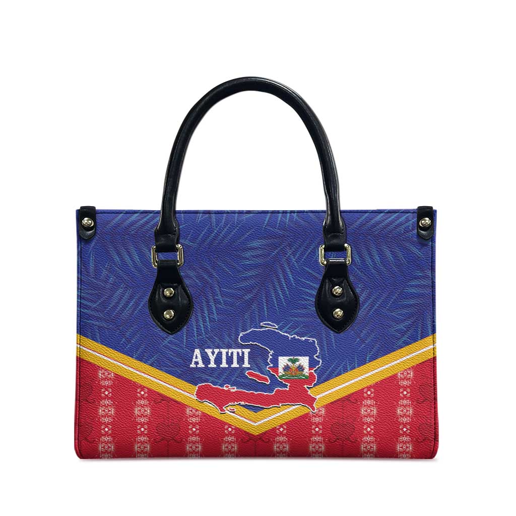Afro-Haitians Leather Bag Proud Ayiti Veve Vodou Royal Palm Leaves - African Pride