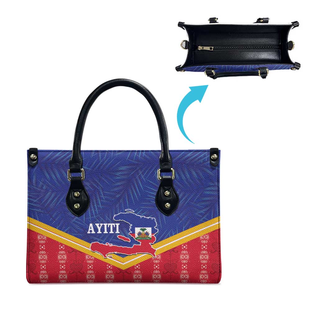 Afro-Haitians Leather Bag Proud Ayiti Veve Vodou Royal Palm Leaves - African Pride