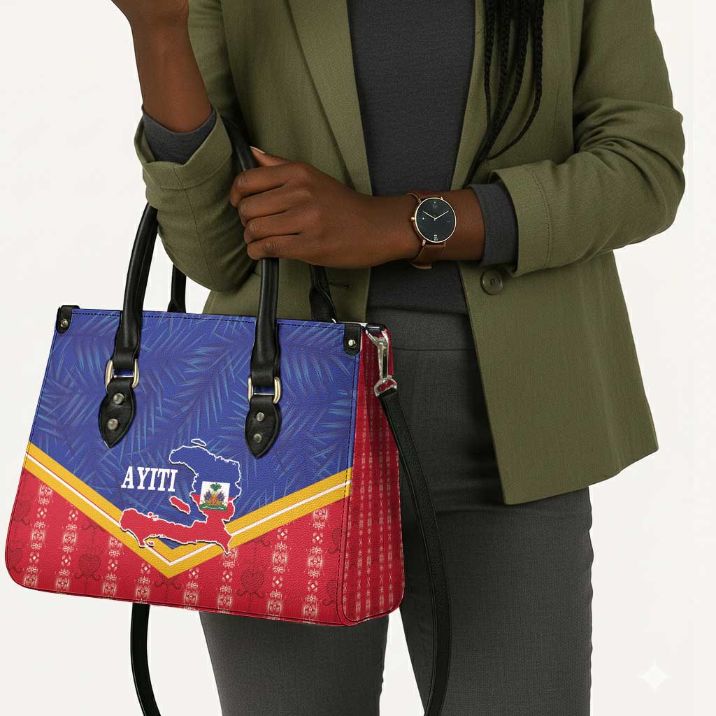 Afro-Haitians Leather Bag Proud Ayiti Veve Vodou Royal Palm Leaves - African Pride