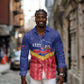 Afro-Haitians Long Sleeve Button Shirt Proud Ayiti Veve Vodou Royal Palm Leaves - African Pride