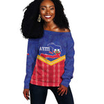 Afro-Haitians Off Shoulder Sweater Proud Ayiti Veve Vodou Royal Palm Leaves - African Pride