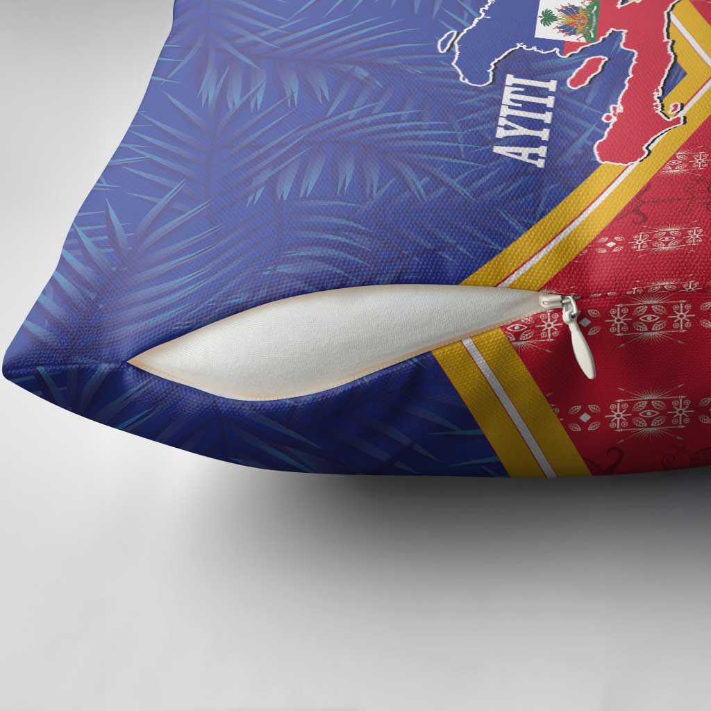 Afro-Haitians Pillow Cover Proud Ayiti Veve Vodou Royal Palm Leaves - African Pride