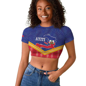 Afro-Haitians Raglan Cropped T shirt Proud Ayiti Veve Vodou Royal Palm Leaves LT14
