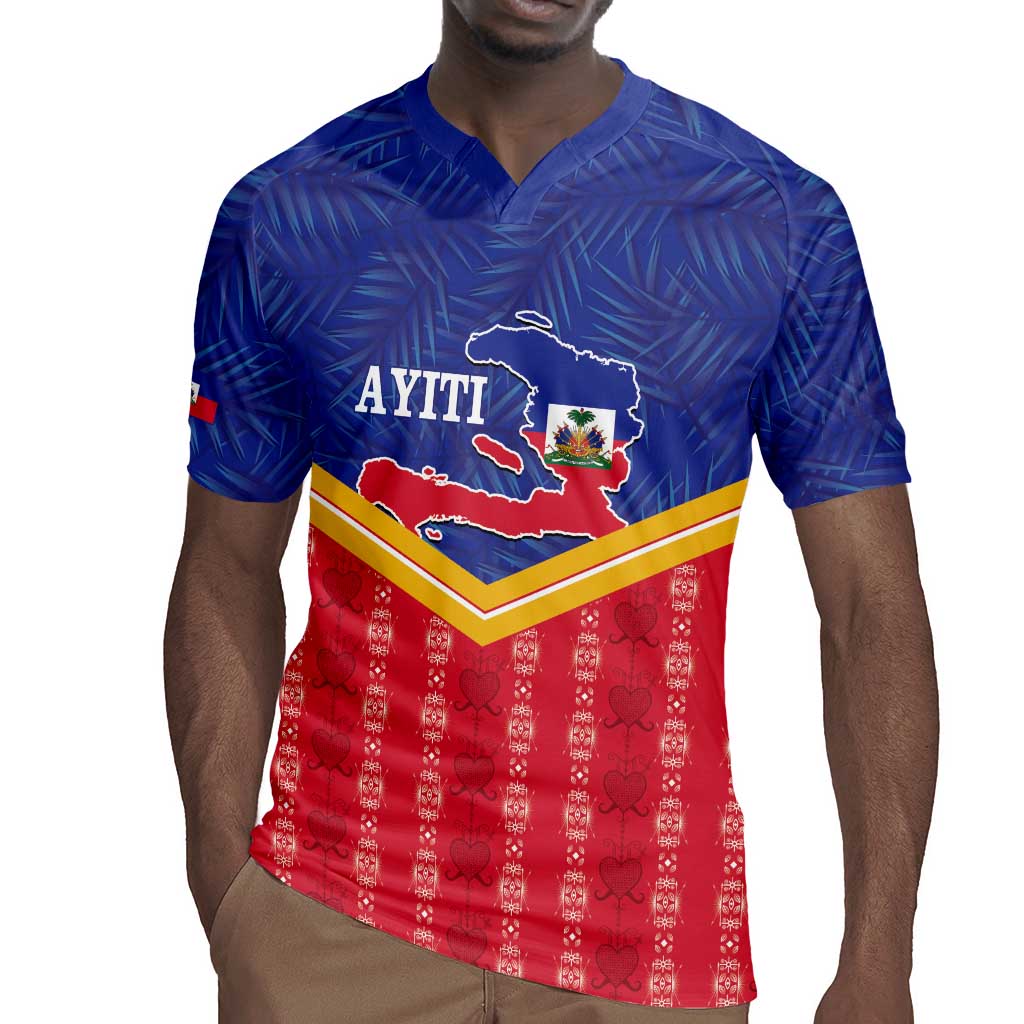 Afro-Haitians Rugby Jersey Proud Ayiti Veve Vodou Royal Palm Leaves LT14