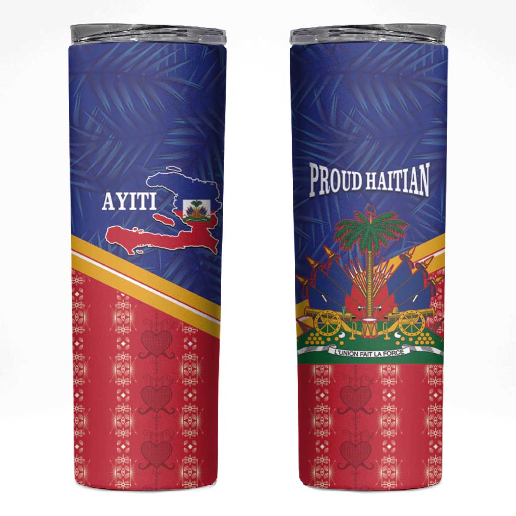 Afro-Haitians Skinny Tumbler Proud Ayiti Veve Vodou Royal Palm Leaves - African Pride